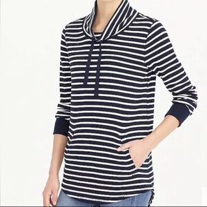 J.Crew Women's Medium Navy White Striped Pullover Sweater 100% Cotton